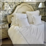 F29. Queen bed with upholstered headboard. 60”h 